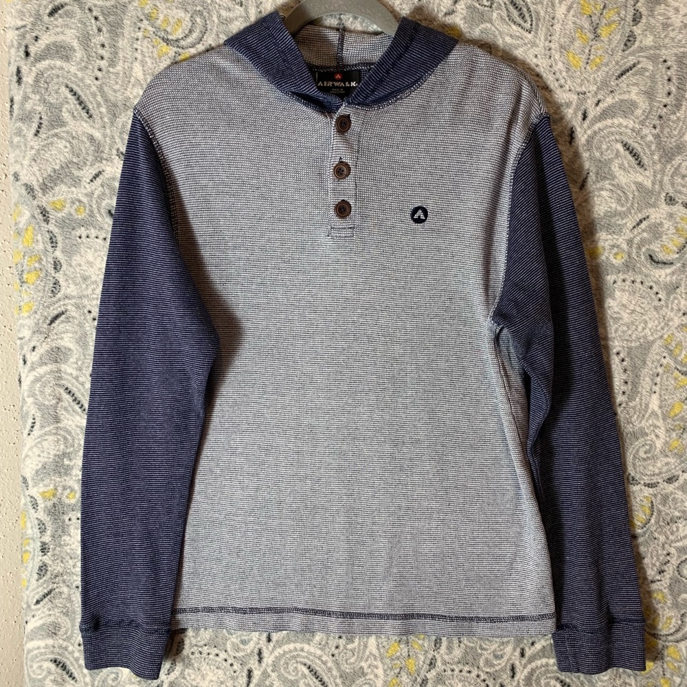 AIRWALK Men’s Medium Gray Blue Textured Hoodie